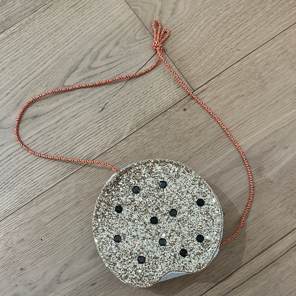Crewcuts Gold Glitter Circle Crossbody Bag chocolate chip cookie girls